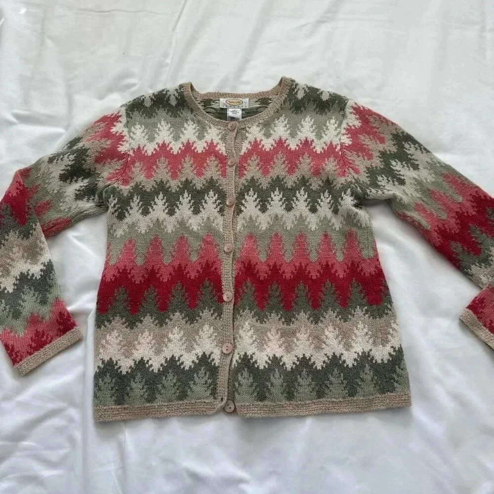 Vintage Talbots Knit Patterned Cardigan